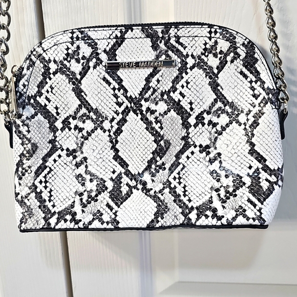 Steve Madden Snakeskin Maggie Crossbody Black & White EUC - Picture 1 of 12